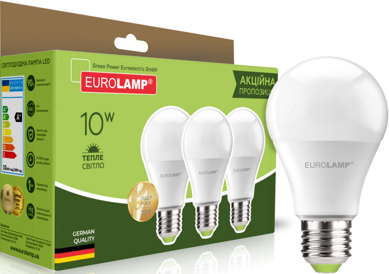 Лампа світлодіодна Eurolamp (4260410482520) 10Вт, E27, 3000K